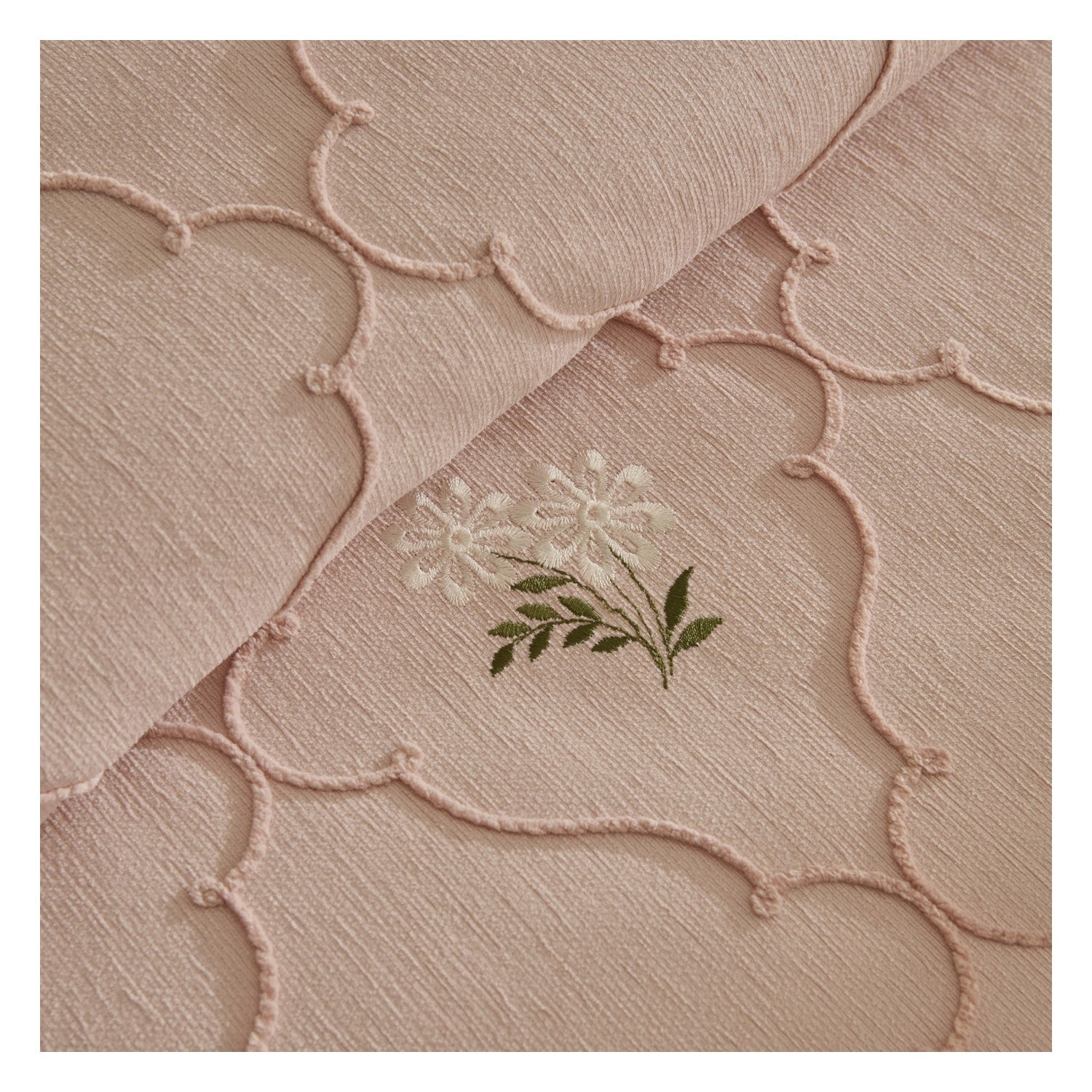 Karaca Home Myra Double Floral Bedspread Powder Pink - MALLTURK