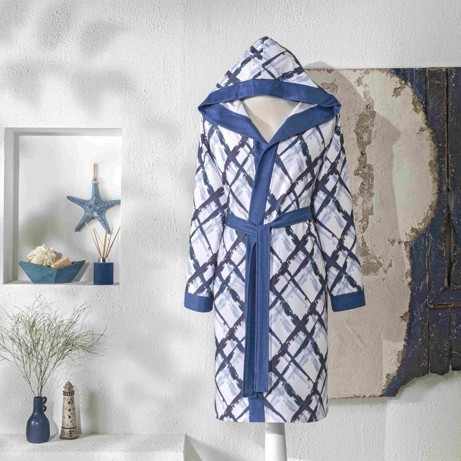 Tac Briza Cotton Polyester Teen Bathrobe Blue 15-18 Years - MALLTURK