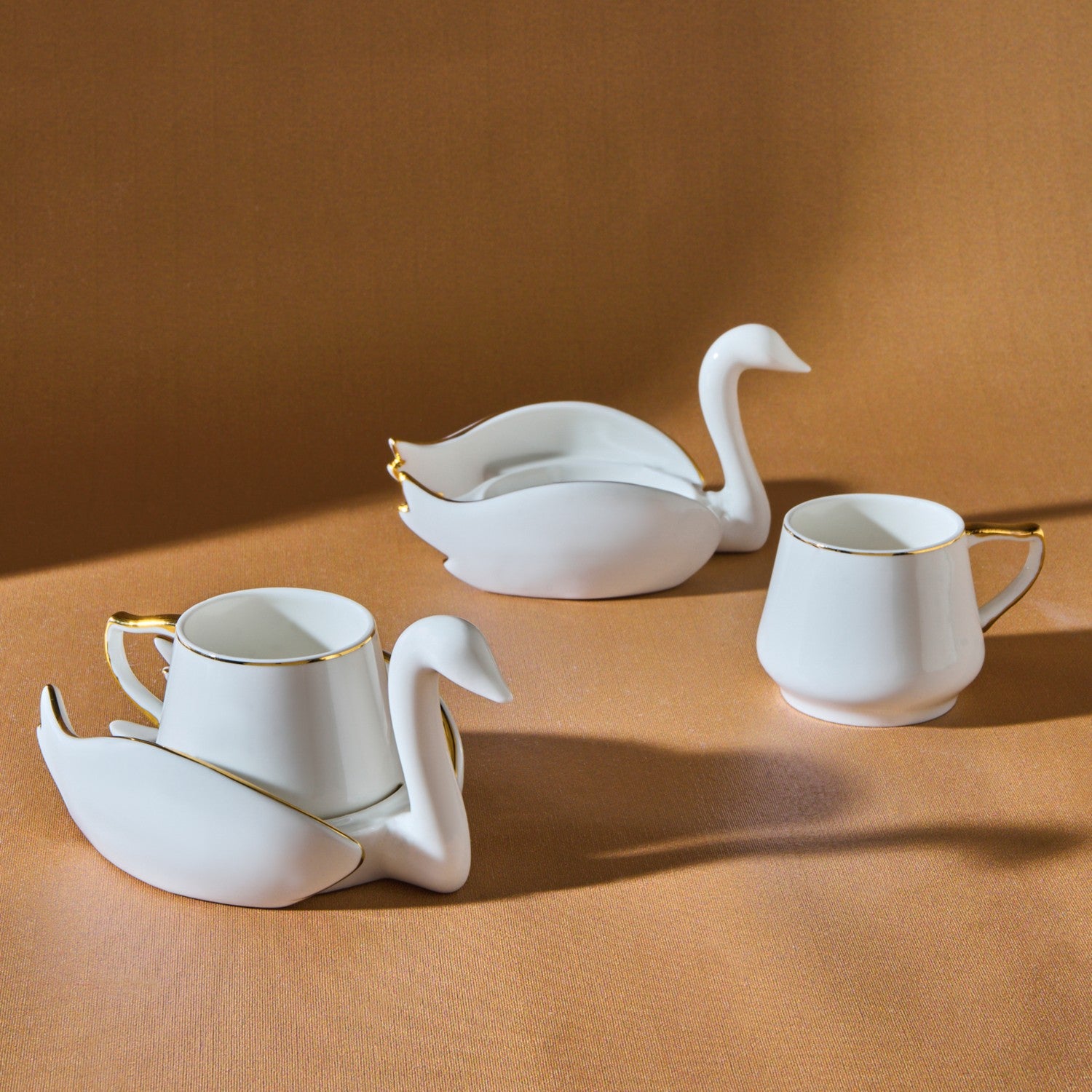 Karaca Swan Porcelain Turkish Coffee Cup Set for 2, 70 ml