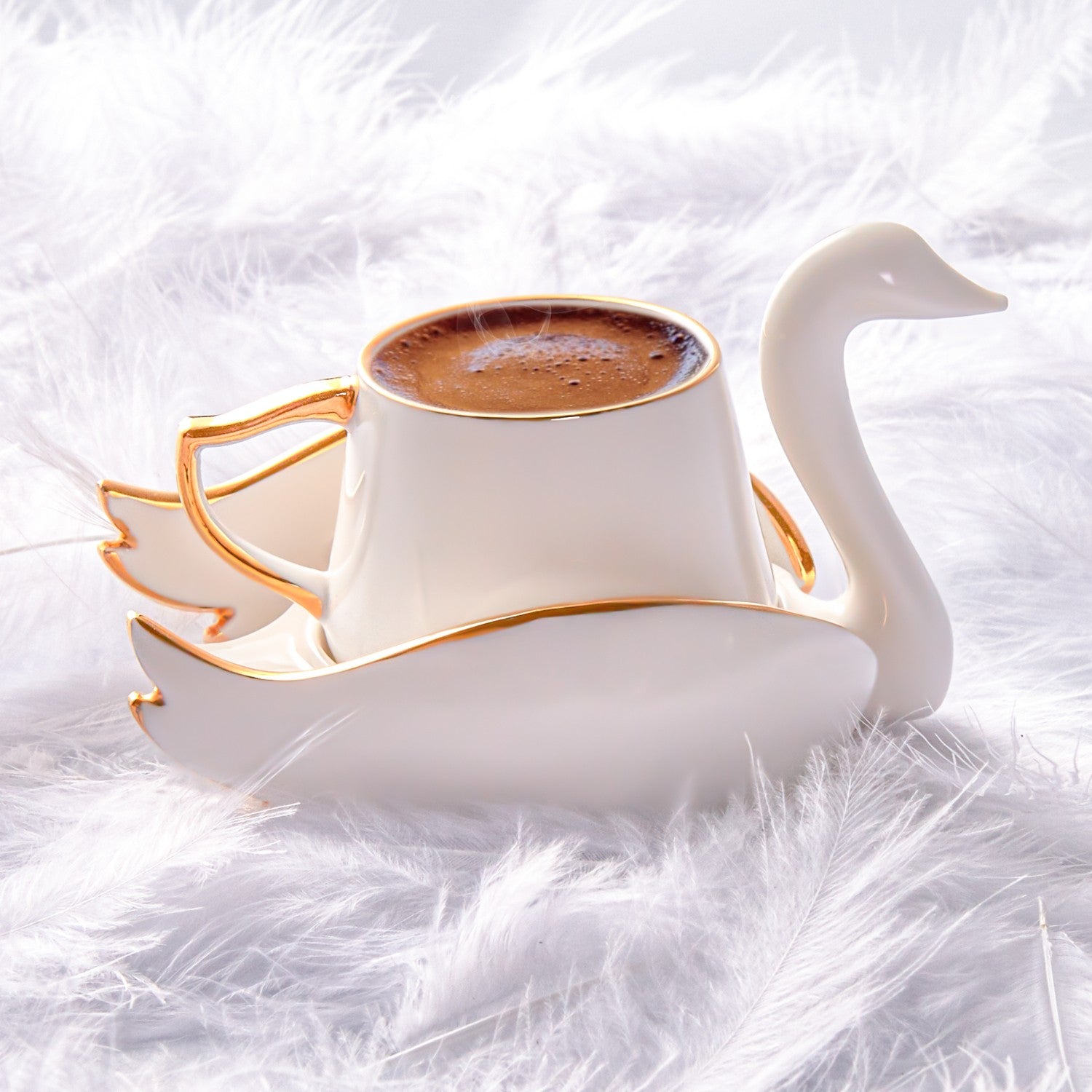Karaca Swan Porcelain Turkish Coffee Cup Set for 2, 70 ml