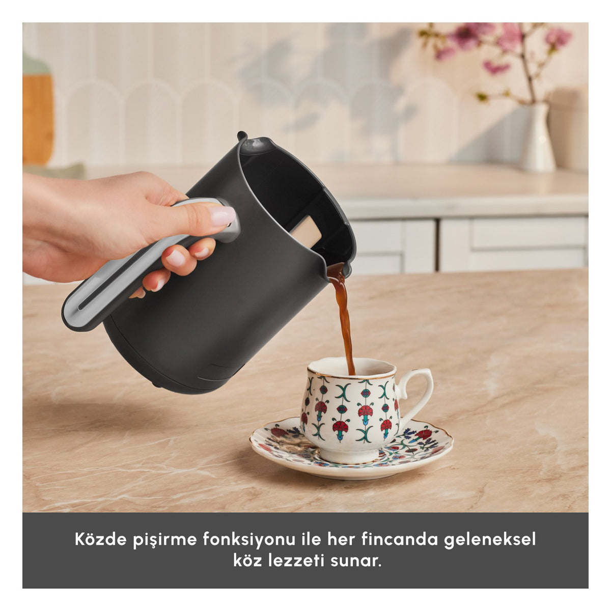 Karaca Hatir Neo Automatic Turkish Coffee Maker, Silver - MALLTURK