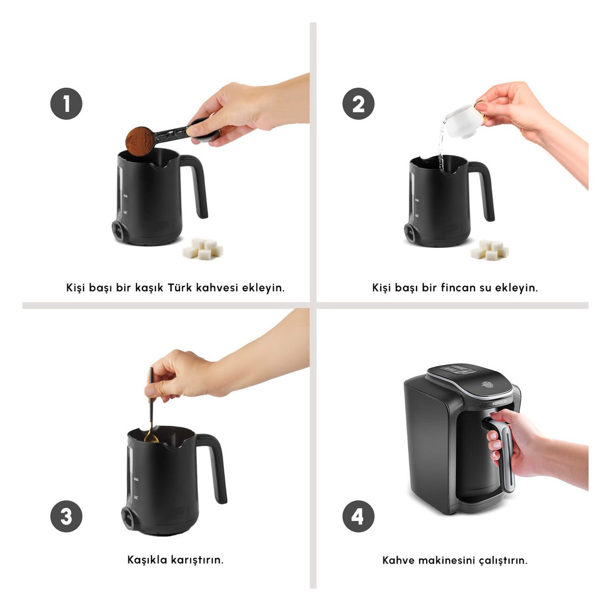 Karaca Hatir Neo Automatic Turkish Coffee Maker, Silver - MALLTURK