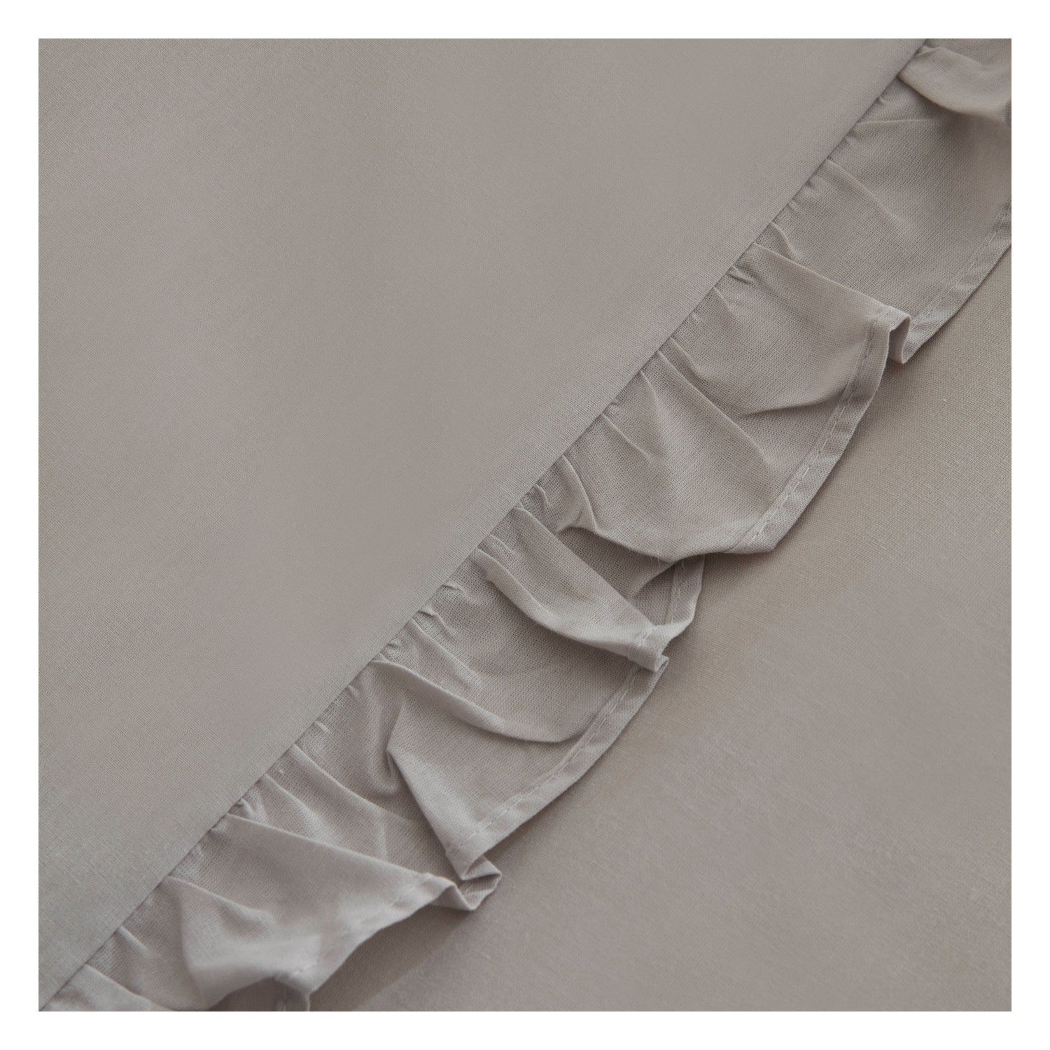 Karaca Home Pure Ruffle %100 Cotton Double Ruffled Duvet Cover Set Light Gray - MALLTURK
