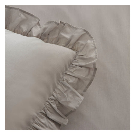 Karaca Home Pure Ruffle %100 Cotton Double Ruffled Duvet Cover Set Light Gray - MALLTURK