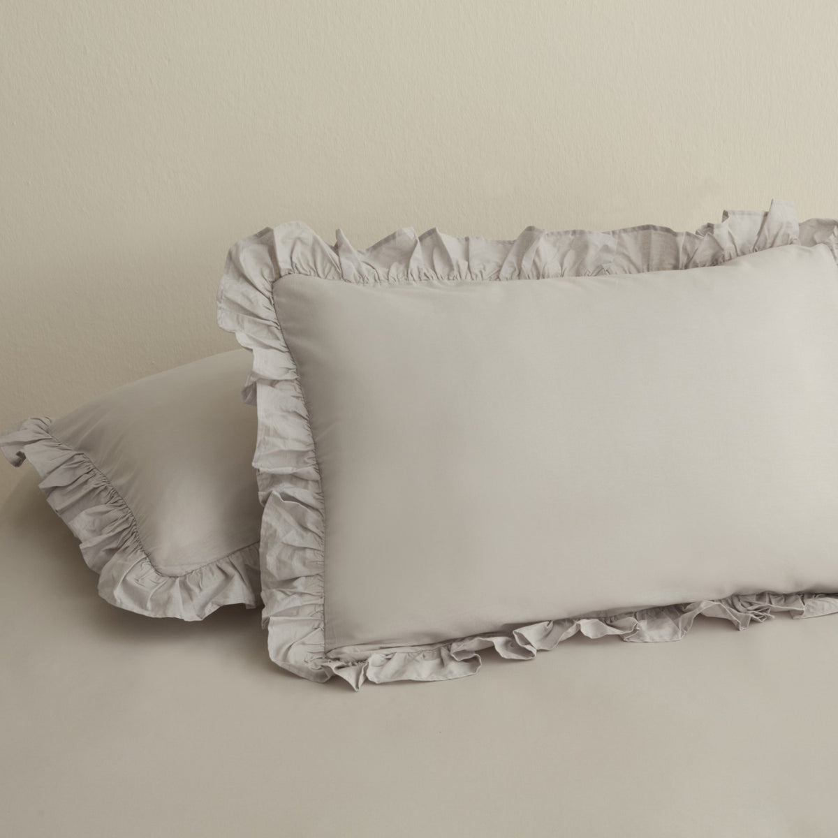 Karaca Home Basic Set of 2 Ruffled Pillowcases, Grey - MALLTURK