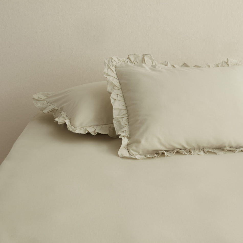 Karaca Home Basic Set of 2 Ruffled Pillowcases, Sage - MALLTURK