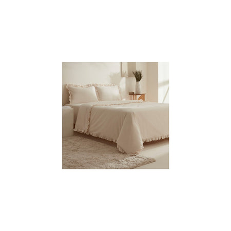 Karaca Home Pure Ruffle %100 Cotton Double Ruffled Duvet Cover Set Light Beige - MALLTURK