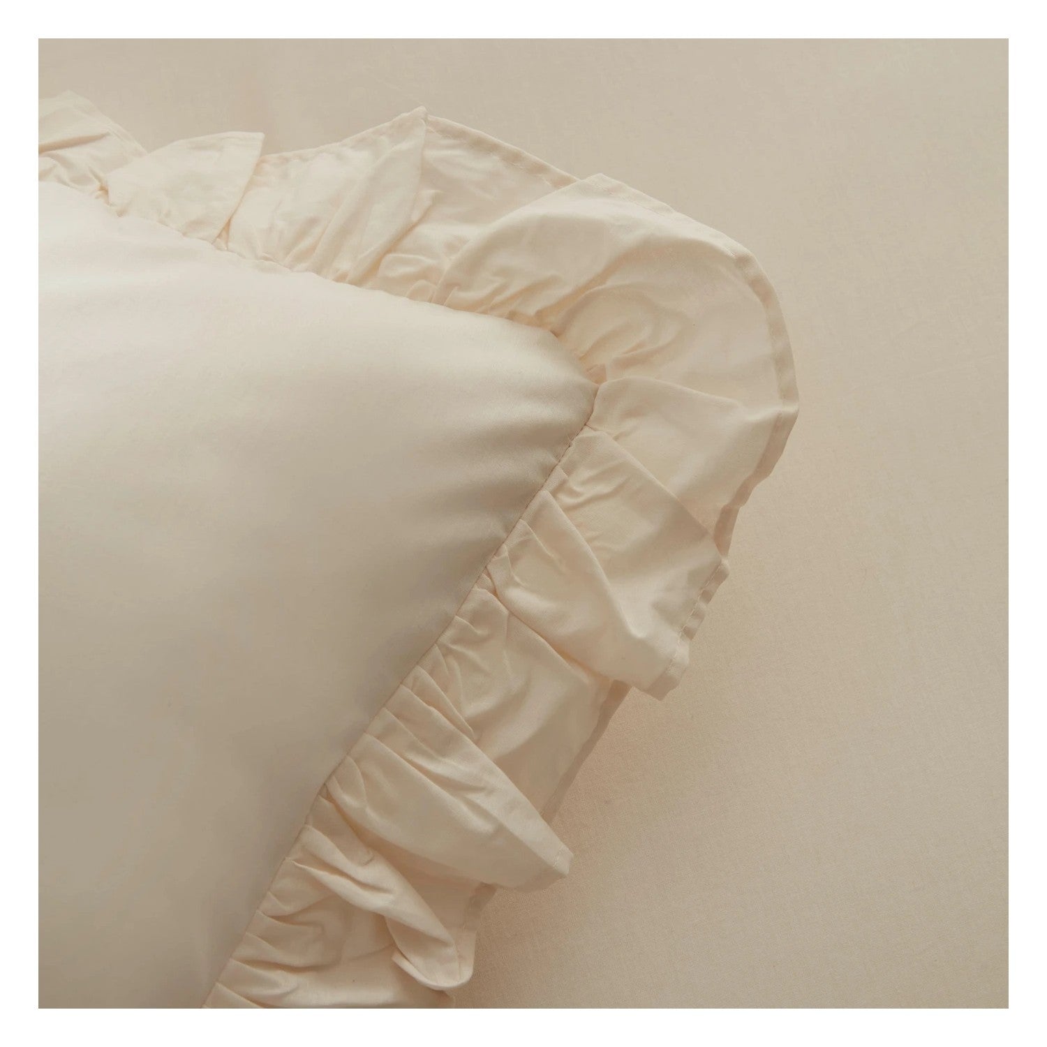 Karaca Home Pure Ruffle %100 Cotton Double Ruffled Duvet Cover Set Light Beige - MALLTURK