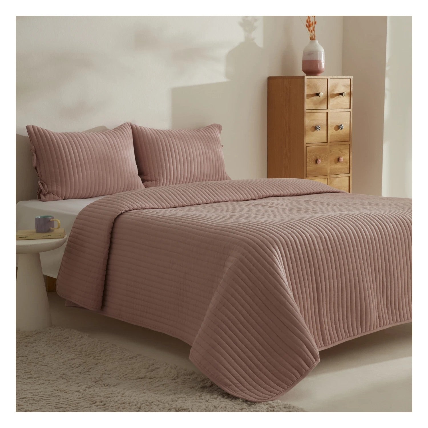 Karaca Home Elie Double Bedspread Set Powder Pink - MALLTURK
