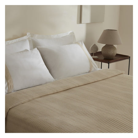 Karaca Home Delisa 100% Cotton Linen Double Bed Quilted Bedding Set, Cream - MALLTURK