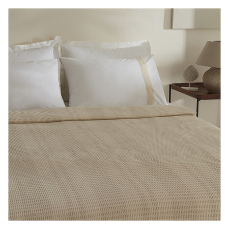 Karaca Home Delisa 100% Cotton Linen Double Bed Quilted Bedding Set, Cream - MALLTURK