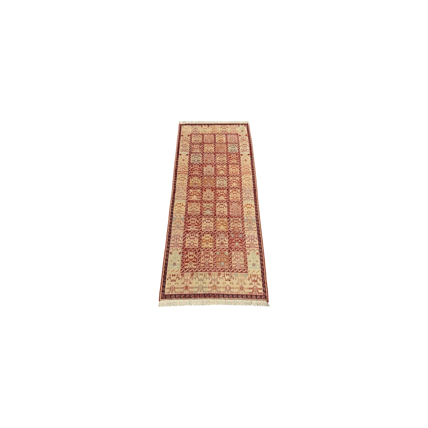 Burak Hali Hand-Woven Silk Sumak Kilim 81X185 Kilim Runner - MALLTURK