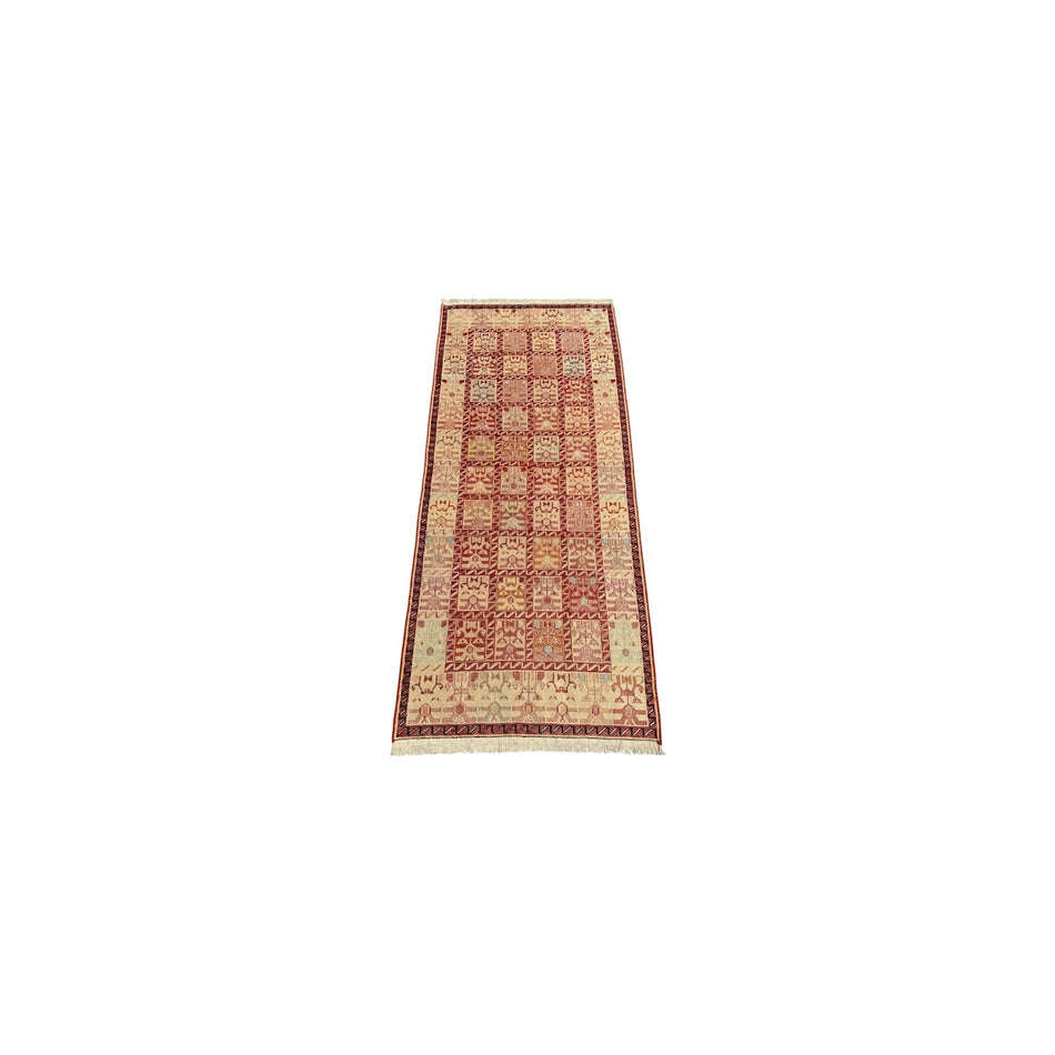 Burak Hali Hand-Woven Silk Sumak Kilim 81X185 Kilim Runner - MALLTURK