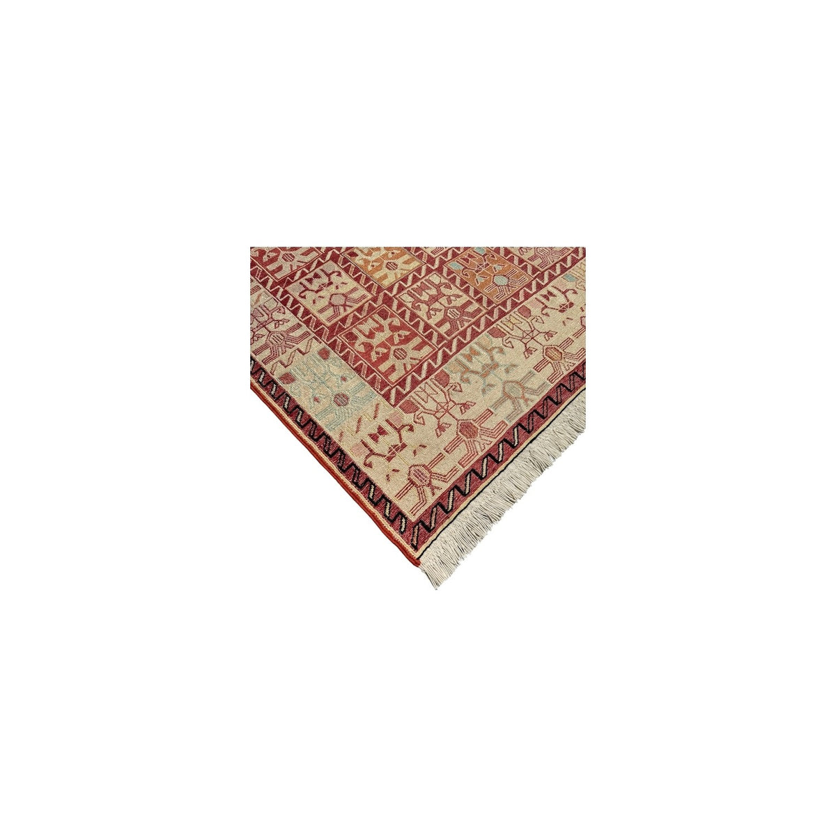 Burak Hali Hand-Woven Silk Sumak Kilim 81X185 Kilim Runner - MALLTURK
