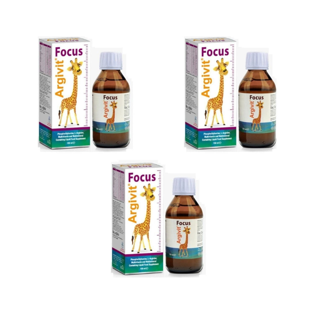Argivit Focus Syrup 150 ml Dikkat Eksikligi x 3 Pieces Turkey Origin Vitamin and Mineral Supplement - MALLTURK