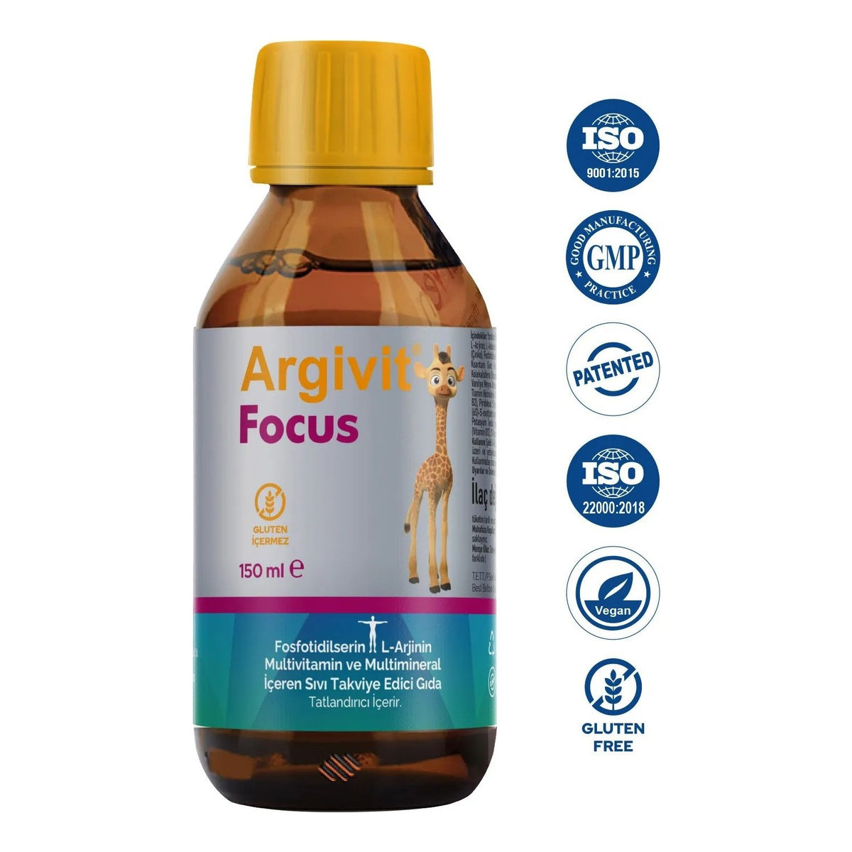 Argivit Focus Syrup-(Fosfatidilserin,l-Arjinin,multivitamin and Multimineral 150 Ml)- Karisik Meyve Flavored - MALLTURK