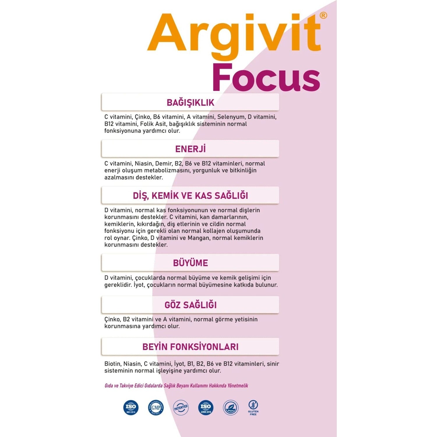 Argivit Focus Syrup-(Fosfatidilserin,l-Arjinin,multivitamin and Multimineral 150 Ml)- Karisik Meyve Flavored - MALLTURK