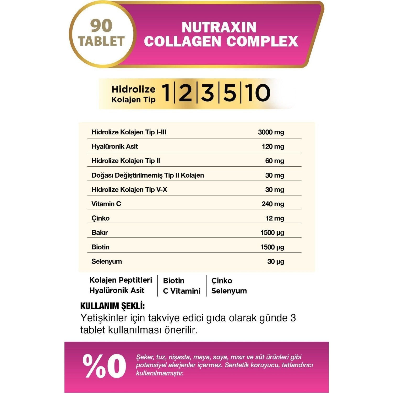 Nutraxin Collagen Complex 90 Tablets - MALLTURK