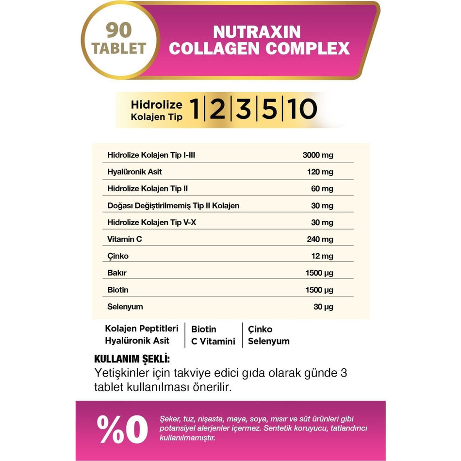 Nutraxin Collagen Complex 90 Tablets - MALLTURK