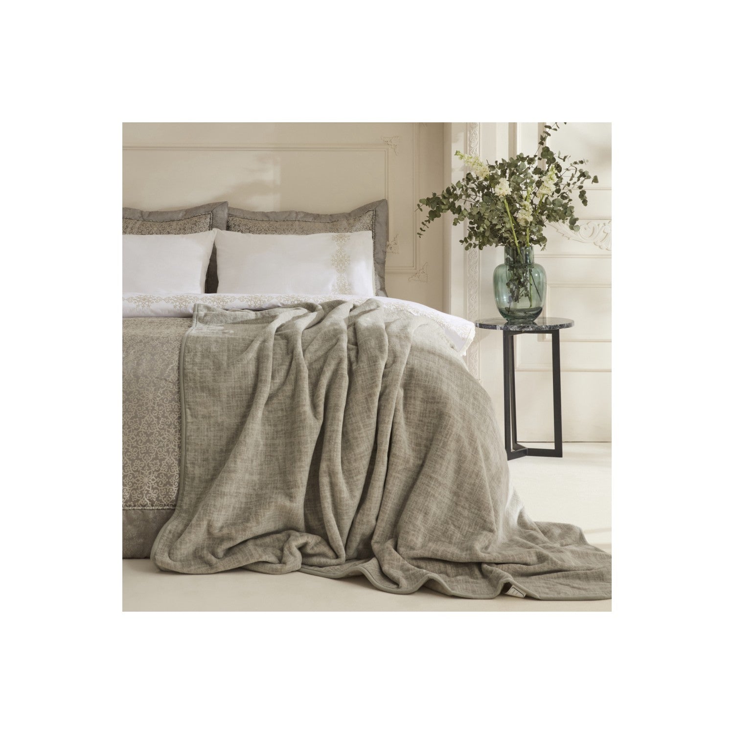 Karaca Home Rosette 8-Piece Double Bridal Set Anthracite - MALLTURK