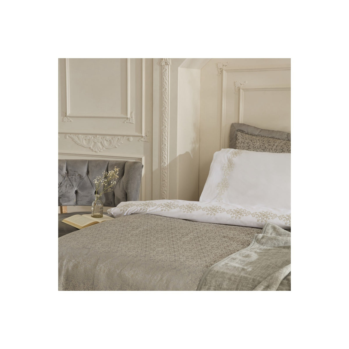 Karaca Home Rosette 8-Piece Double Bridal Set Anthracite - MALLTURK