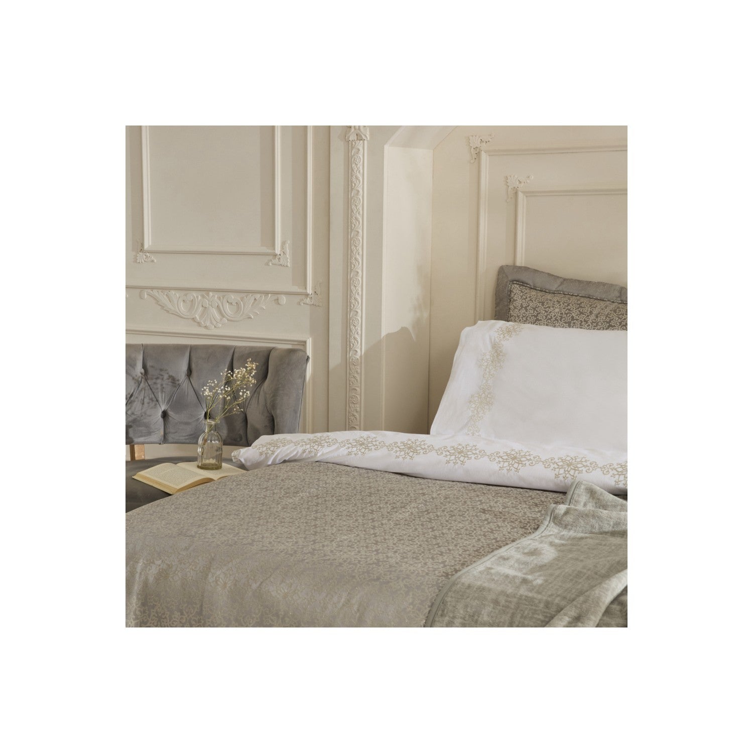 Karaca Home Rosette 8-Piece Double Bridal Set Anthracite - MALLTURK