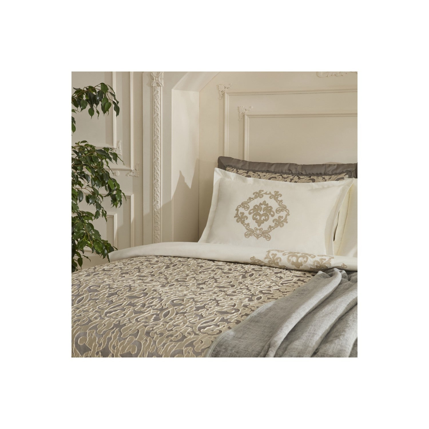 Karaca Home Grace 8-Piece Double Bridal Set Anthracite - MALLTURK