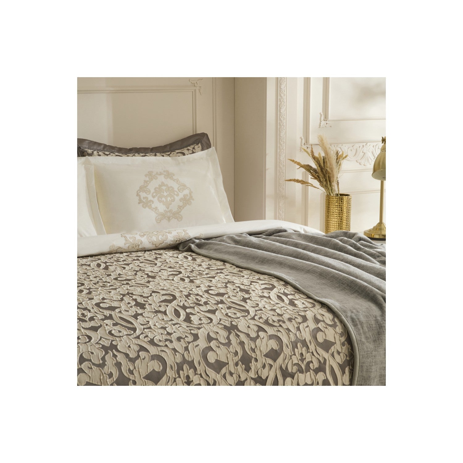 Karaca Home Grace 8-Piece Double Bridal Set Anthracite - MALLTURK