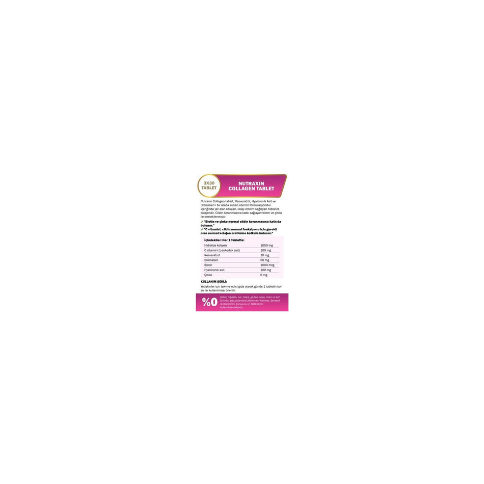 Nutraxin Beauty Gold Collagen 30 Tablet 3 Al 2 Ode - MALLTURK