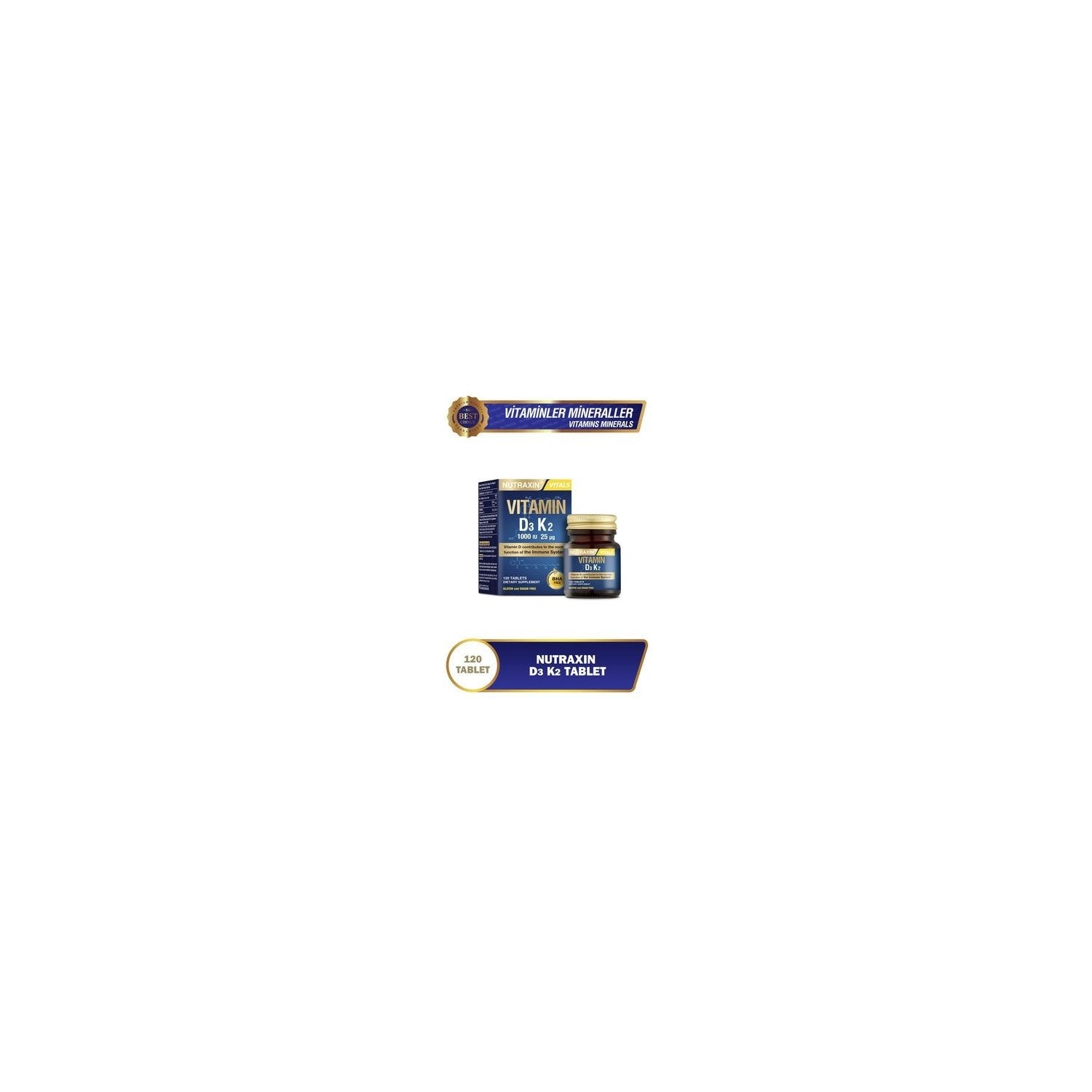 Nutraxin D3K2 Vitamin 120 Tablet - MALLTURK