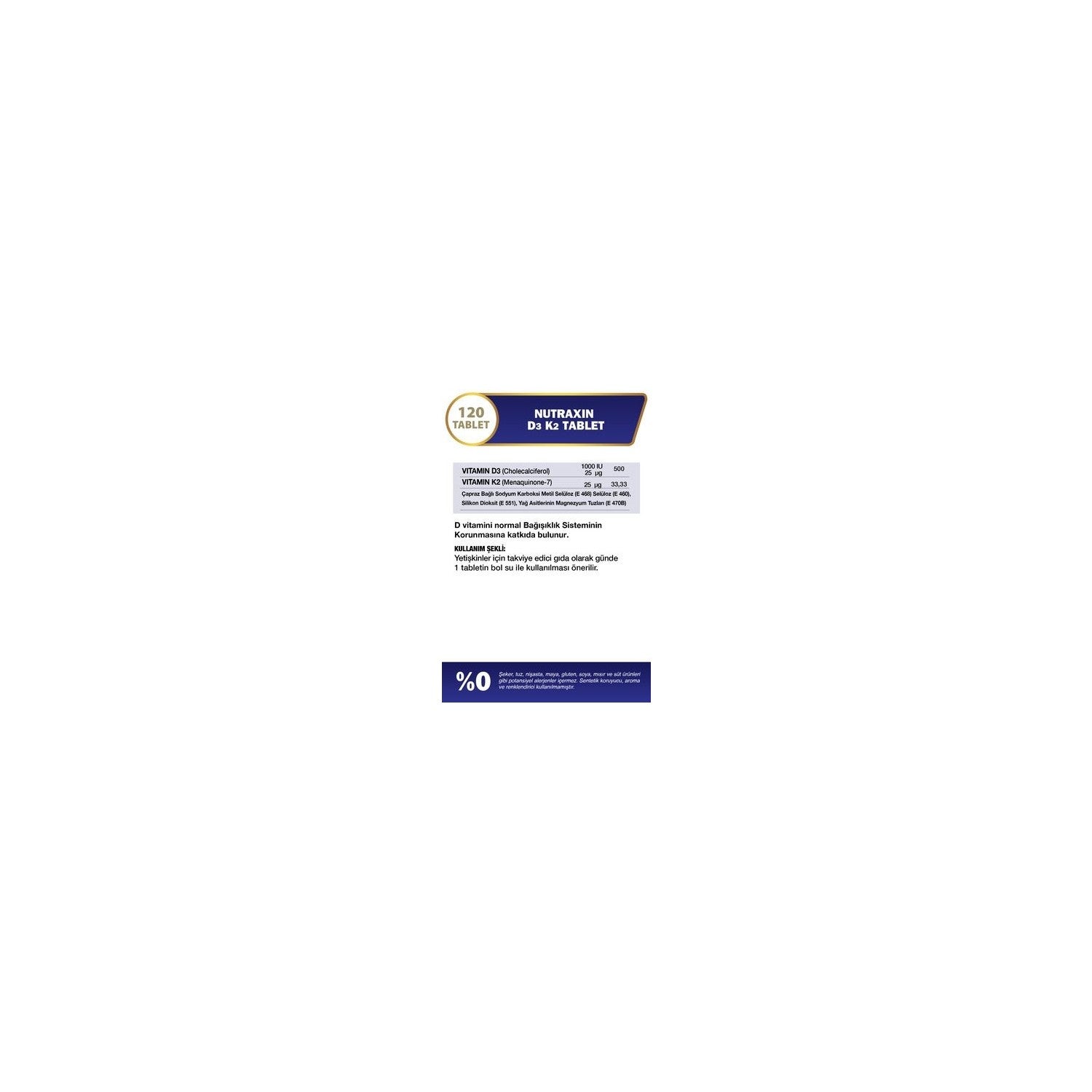 Nutraxin D3K2 Vitamin 120 Tablet - MALLTURK