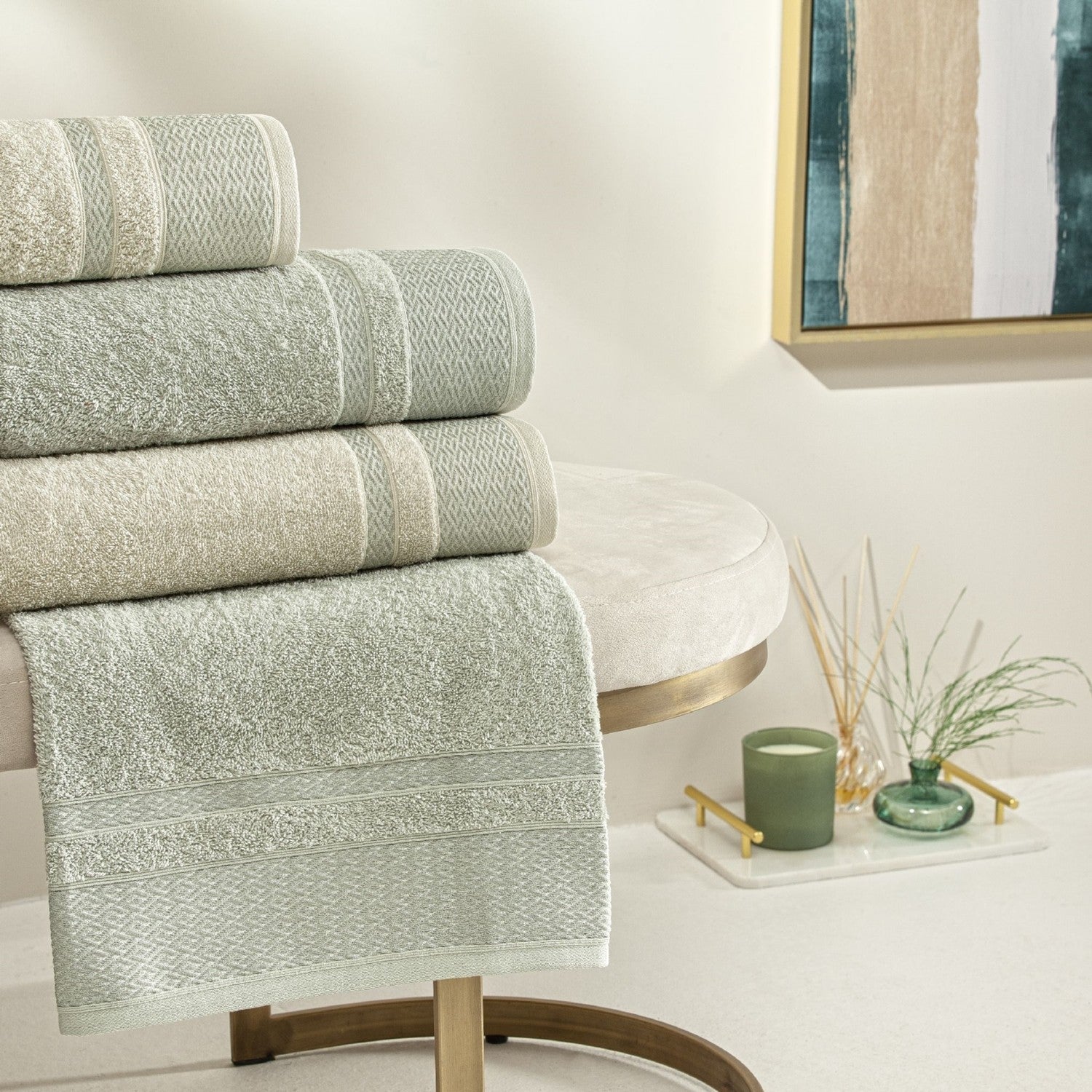 Tac Raya Pure Cotton Family Set, Stone Light Green - MALLTURK