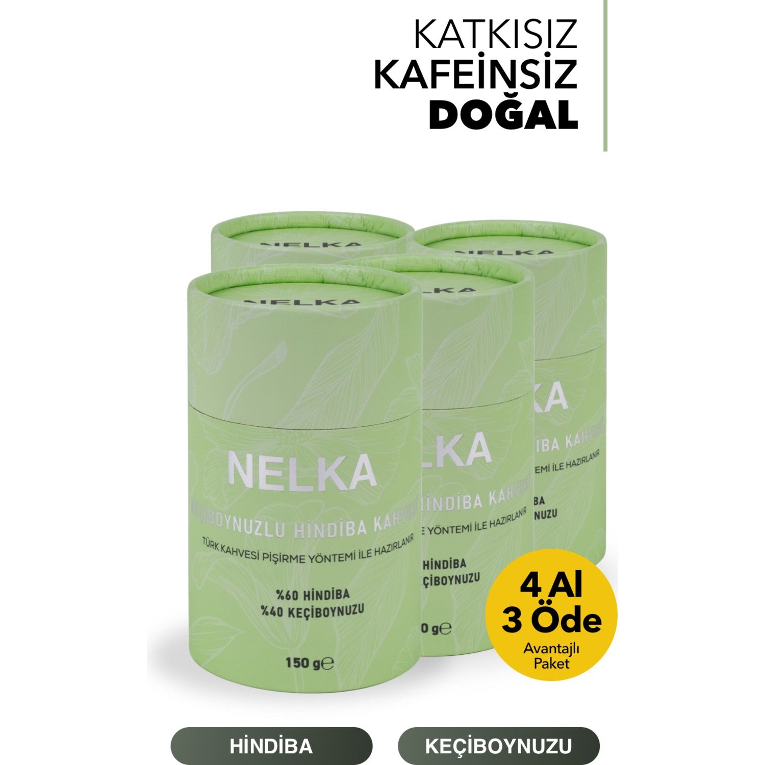 Nelka Carob and Chicory Coffee - 150g x 4 (Buy 4, Pay for 3) - MALLTURK