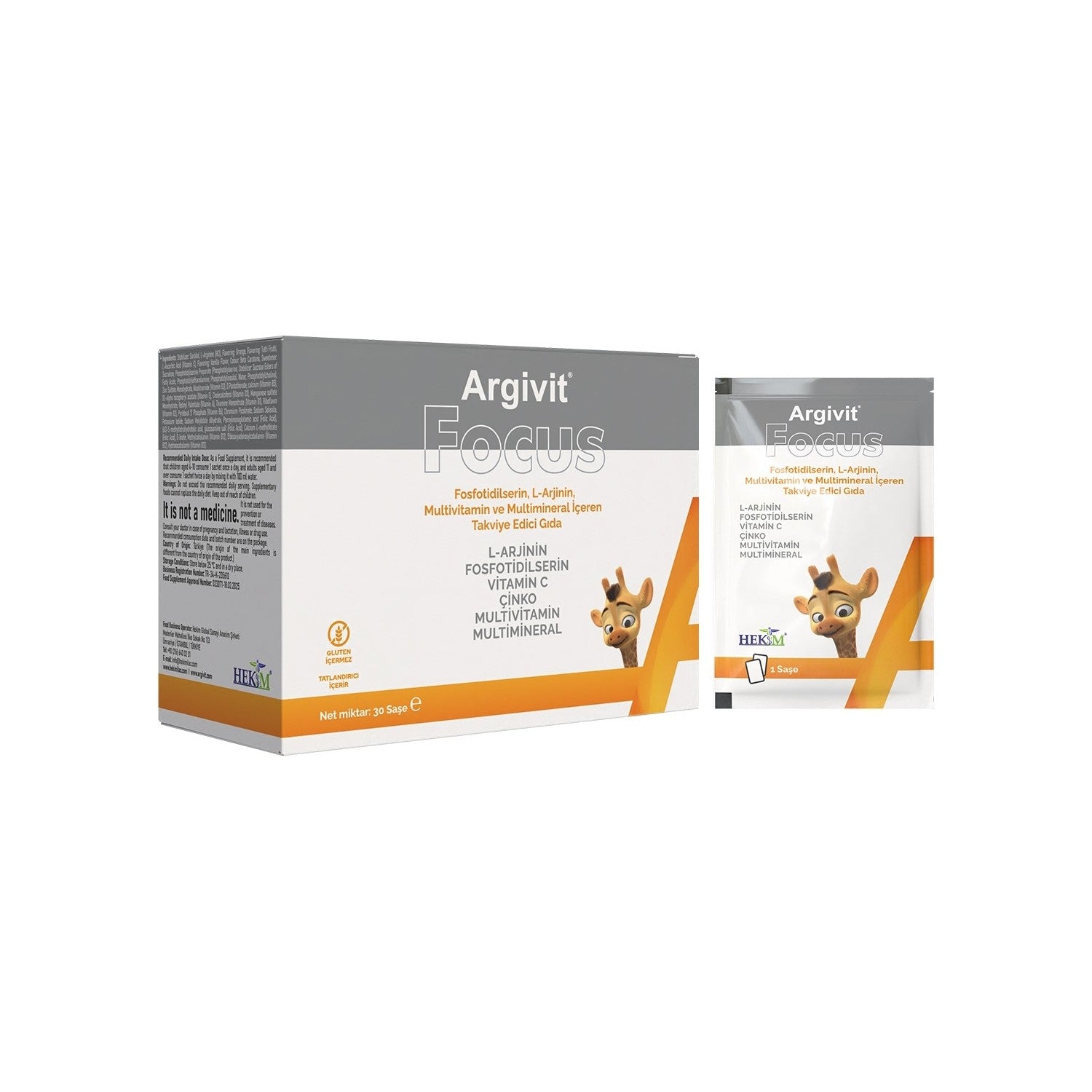 Argivit Focus L-Arjinin Fosfotidilserin Multivitamin and Multimineral 30 Sachet Turkey Origin - MALLTURK