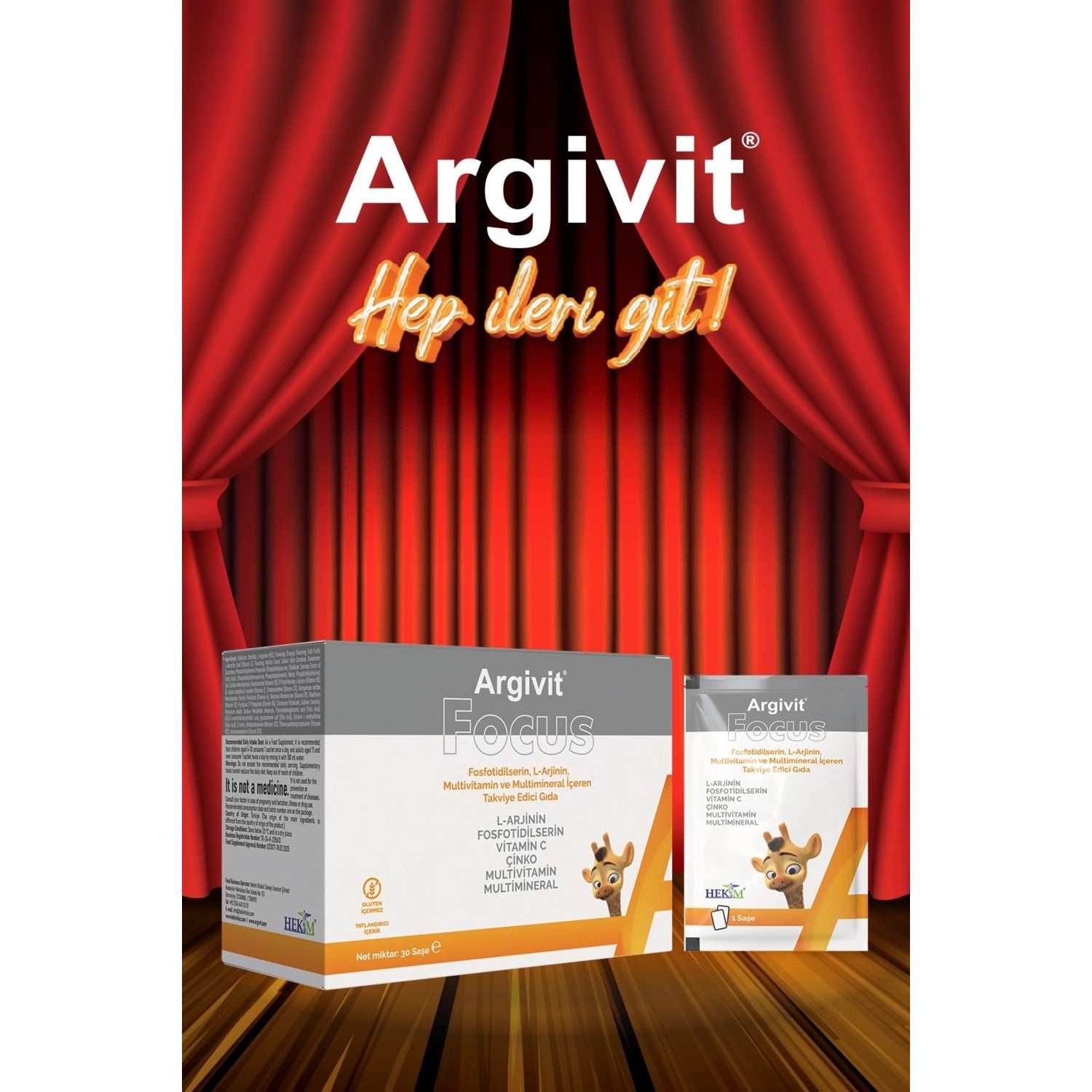 Argivit Focus L-Arjinin Fosfotidilserin Multivitamin and Multimineral 30 Sachet Turkey Origin - MALLTURK