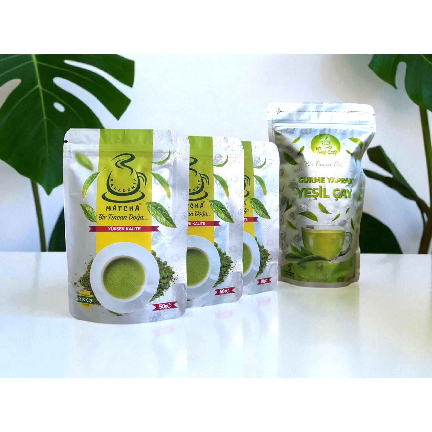 Karadeniz Matcha tea 50 Gram 3'lu (Saf Matcha ) + 1 pack Gurme Yaprak green tea - MALLTURK