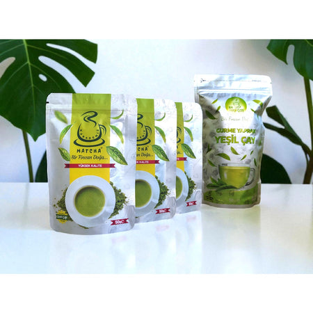Karadeniz Matcha tea 50 Gram 3'lu (Saf Matcha ) + 1 pack Gurme Yaprak green tea - MALLTURK