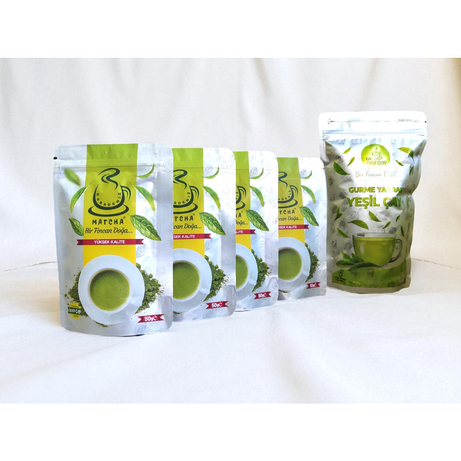Karadeniz Matcha 4 x Karadeniz Matcha tea ( Saf Matcha ) + 1 pack Gurme Yaprak green tea - MALLTURK