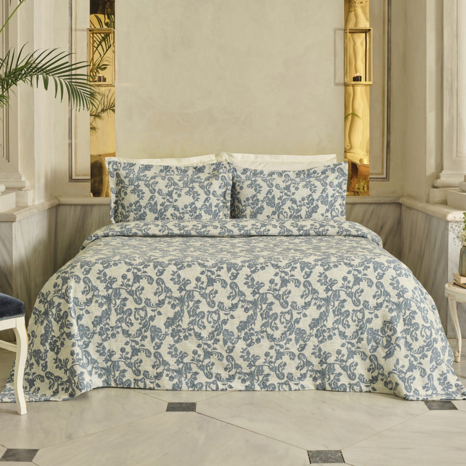 Karaca Home Alina Double Bedspread Set, Blue - MALLTURK