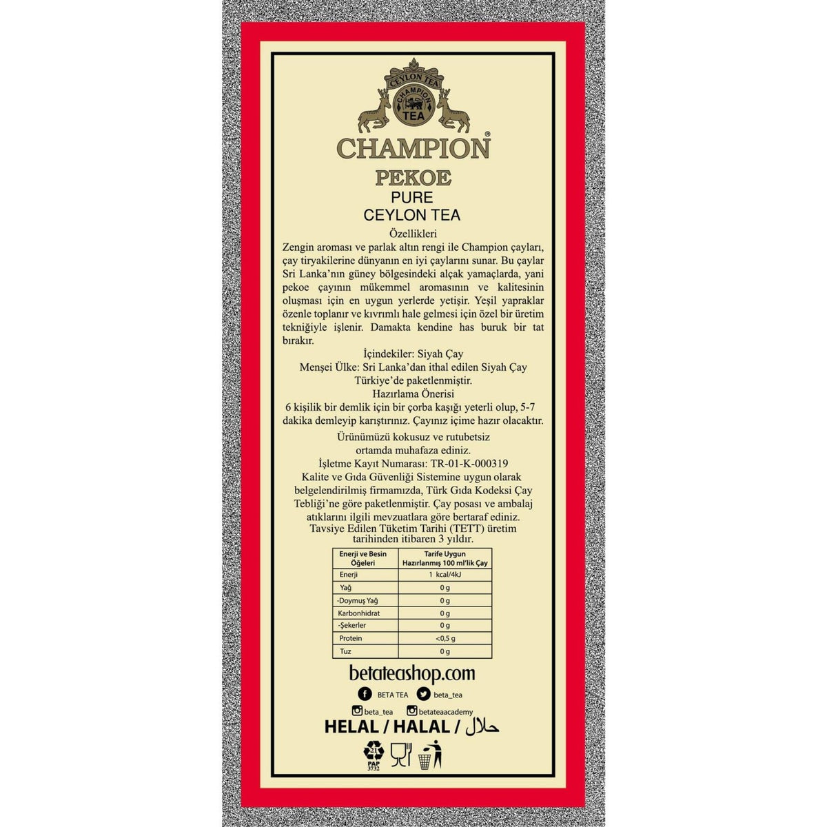 Champion Pekoe 1000 g (Super Pekoe-Seylan tea - Ceylon Tea) - MALLTURK