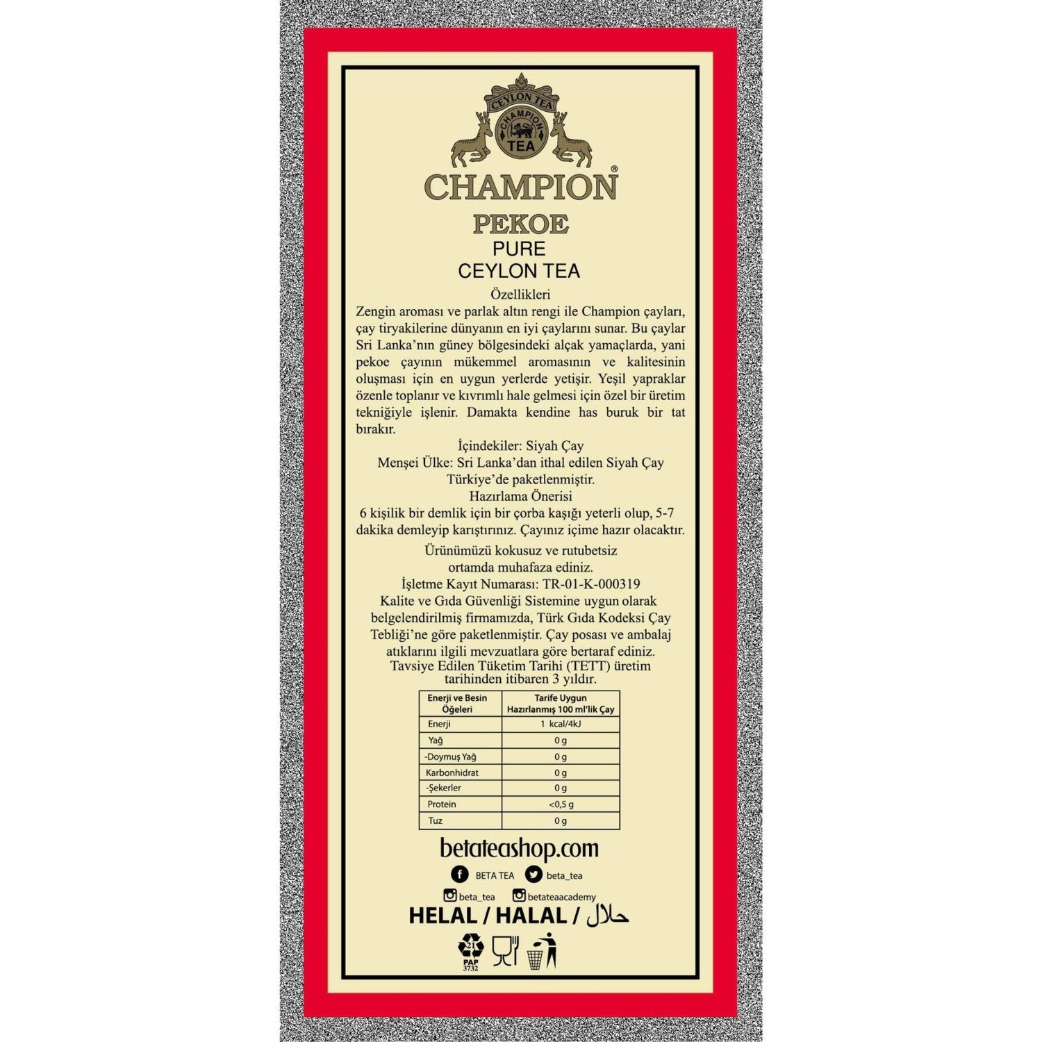 Champion Pekoe 1000 g (Super Pekoe-Seylan tea - Ceylon Tea) - MALLTURK