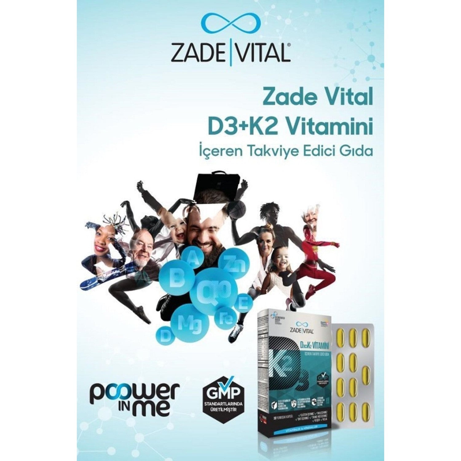 Zade Vital D3+K2 (MK7) Vitamin - Dogal Icerikli, Immune Support Destekleyici Softgel, 30 Pieces - MALLTURK