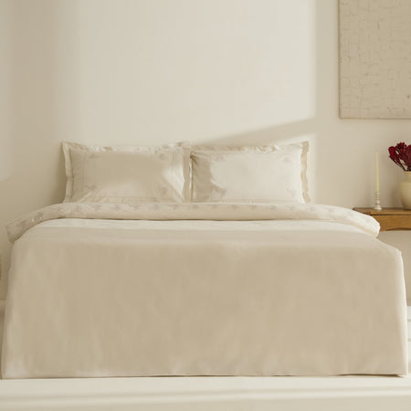 Karaca Home White Collection Rayas %100 Cotton Embroidered Double Duvet Cover Set Beige