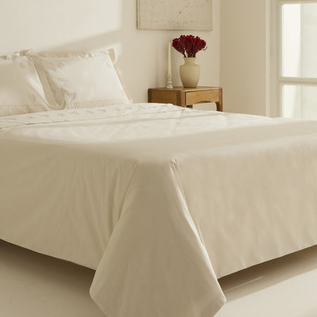 Karaca Home White Collection Rayas %100 Cotton Embroidered Double Duvet Cover Set Beige