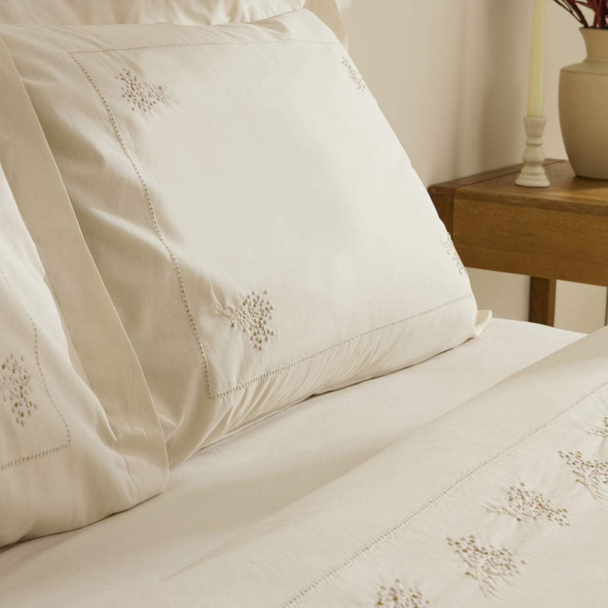 Karaca Home White Collection Rayas %100 Cotton Embroidered Double Duvet Cover Set Beige