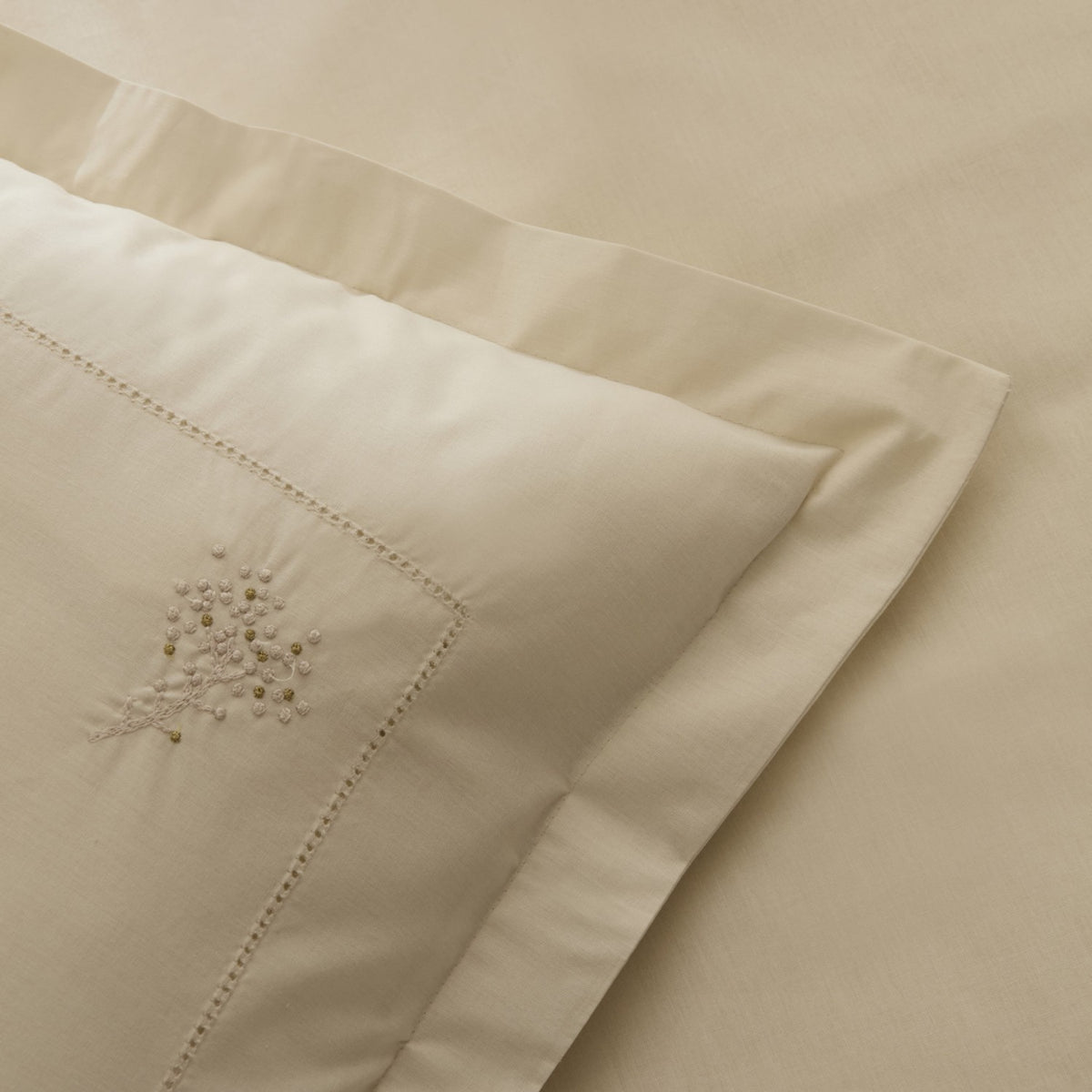 Karaca Home White Collection Rayas %100 Cotton Embroidered Double Duvet Cover Set Beige