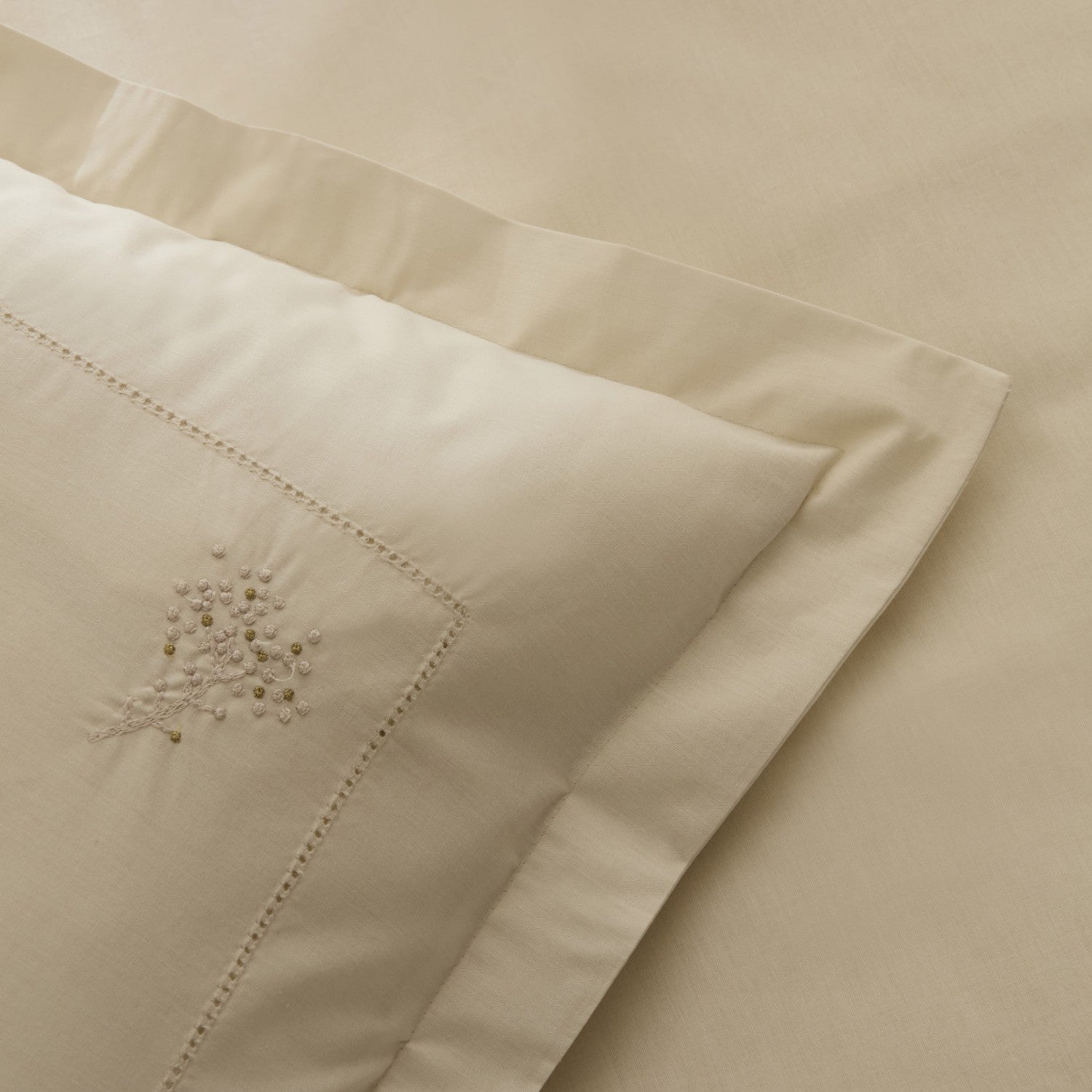 Karaca Home White Collection Rayas %100 Cotton Embroidered Double Duvet Cover Set Beige