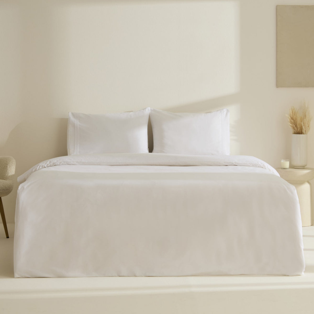 Karaca Home Fiorenza %100 Cotton Double Duvet Cover Set White - MALLTURK