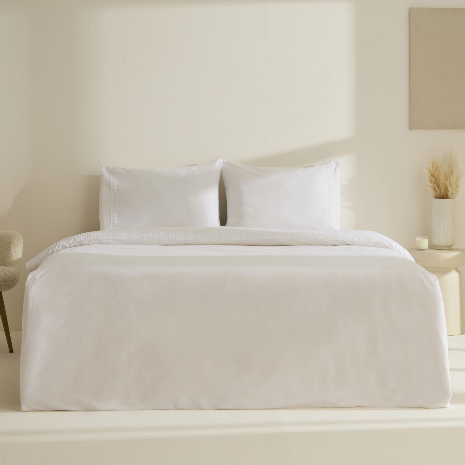 Karaca Home Fiorenza %100 Cotton Double Duvet Cover Set White - MALLTURK
