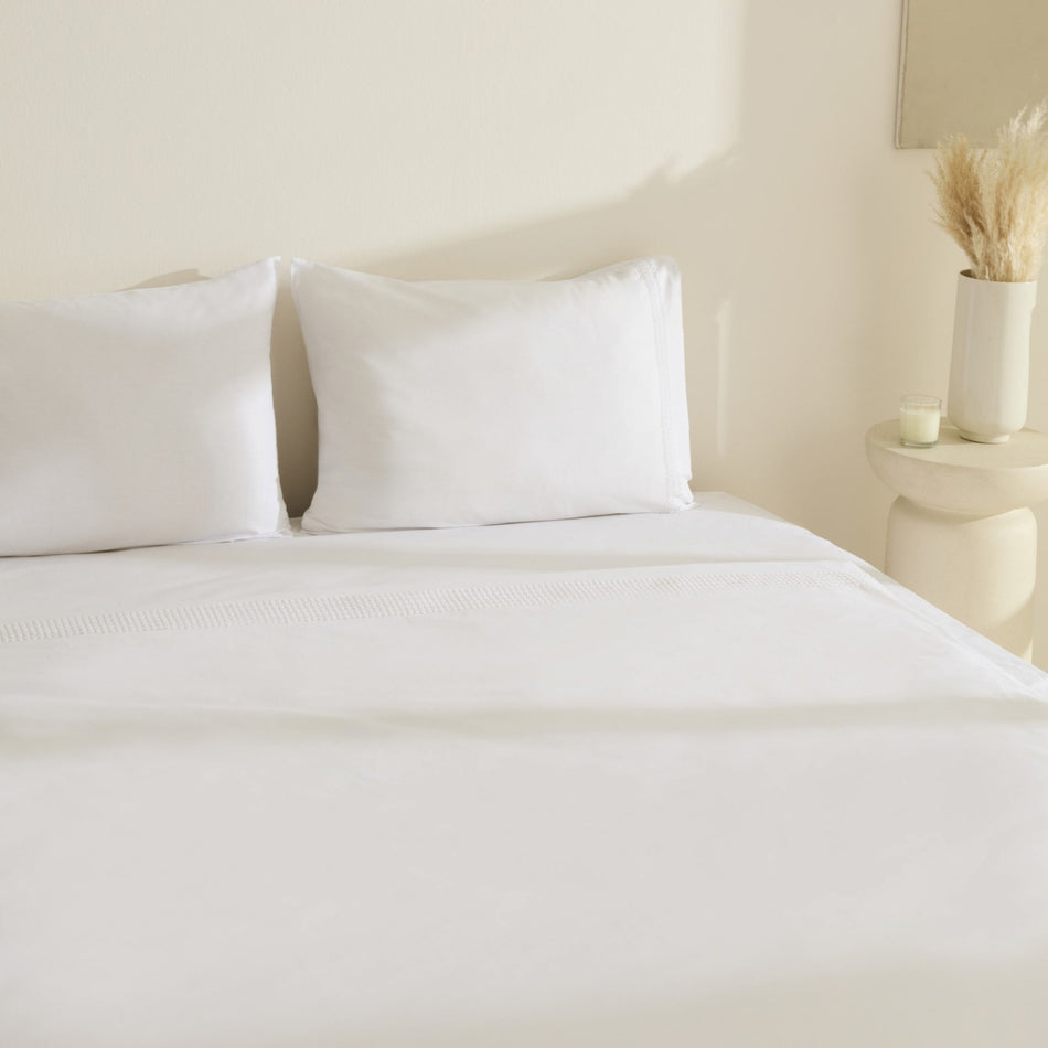 Karaca Home Fiorenza %100 Cotton Double Duvet Cover Set White - MALLTURK